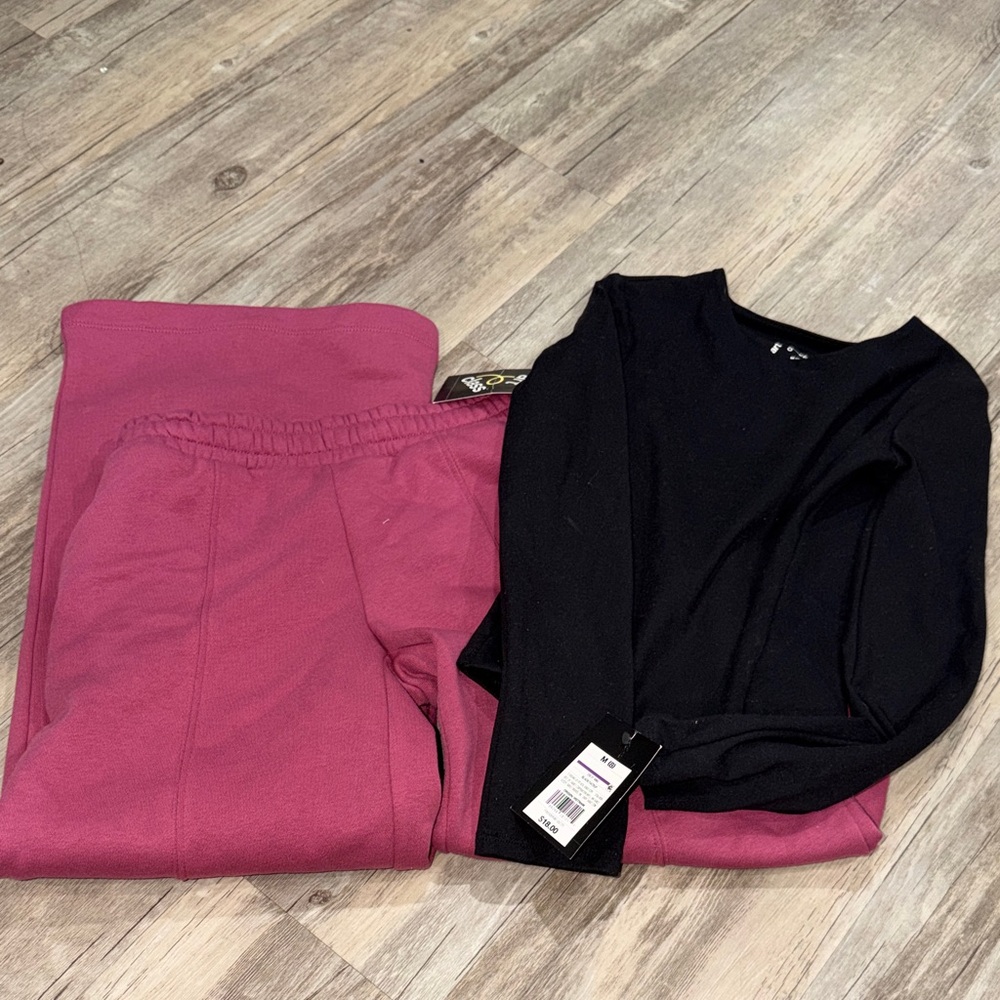 art class bundle Black long sleeve  with Rose Pink Sweatpants Set